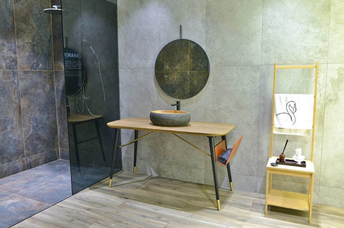 Infinity Pumpkin and Green Exterior Porcelain Oval Above Counter Art Basin 470*320*140mm