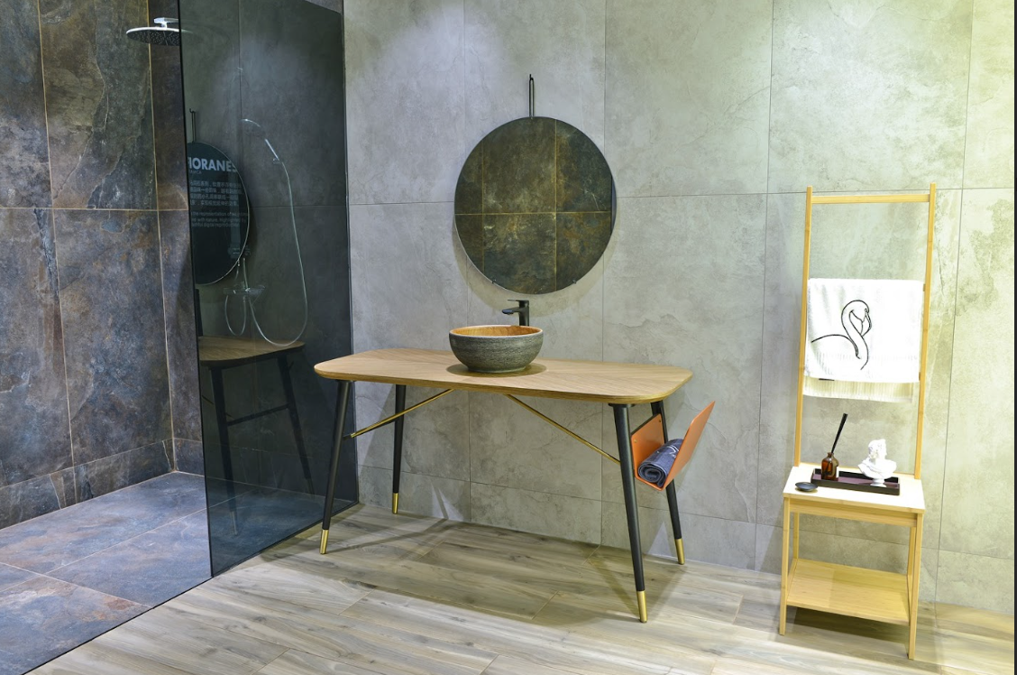 Infinity Pumpkin and Green Exterior Porcelain Round Above Counter Art Basin 340*340*140mm