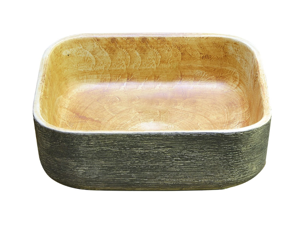 Infinity Pumpkin and Green Exterior Porcelain Square Above Counter Art Basin 380*380*140mm