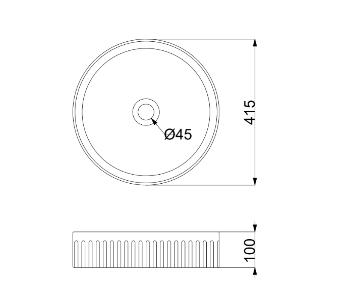 Infinity Round Gloss White/Matt White/Matt Black Ceramic Above Counter Basin 405*405*100mm