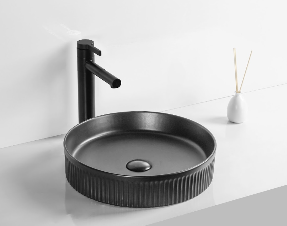 Infinity Round Gloss White/Matt White/Matt Black Ceramic Above Counter Basin 405*405*100mm