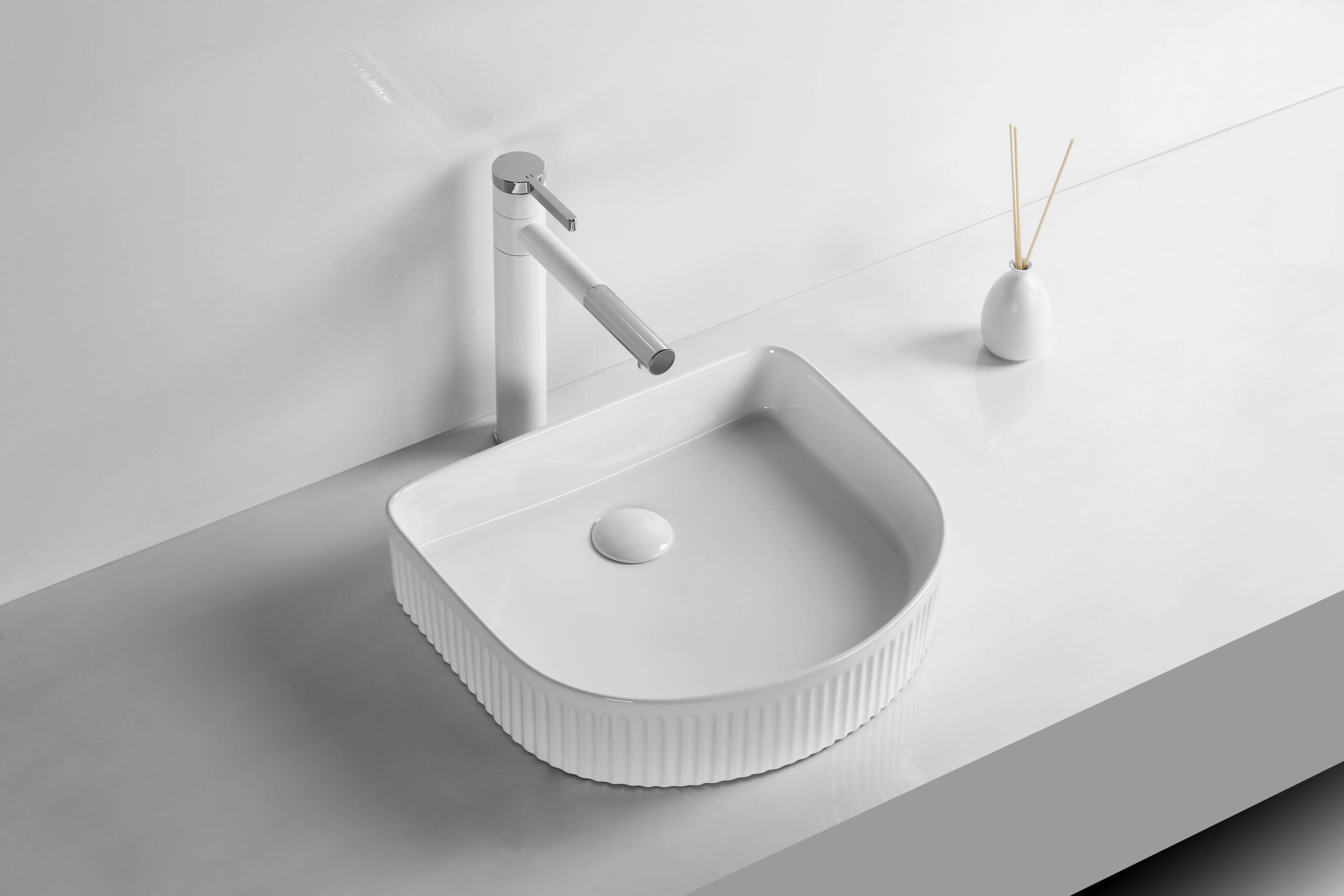 Infinity Gloss White/Matt White/Matt Black Ceramic Above Counter Basin 415*365*100mm