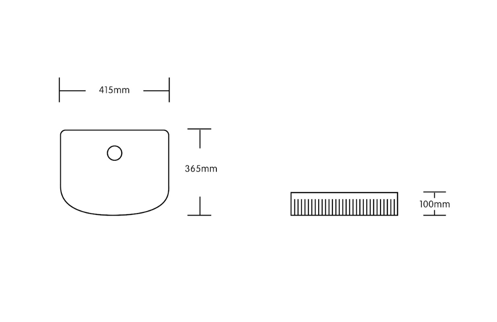 Infinity Gloss White/Matt White/Matt Black Ceramic Above Counter Basin 415*365*100mm
