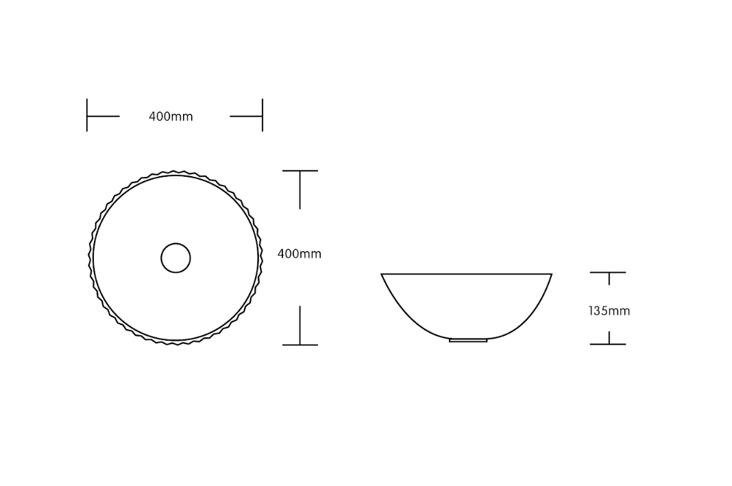 Infinity Round Gloss White Ceramic Above Counter Basin 400*400*135mm