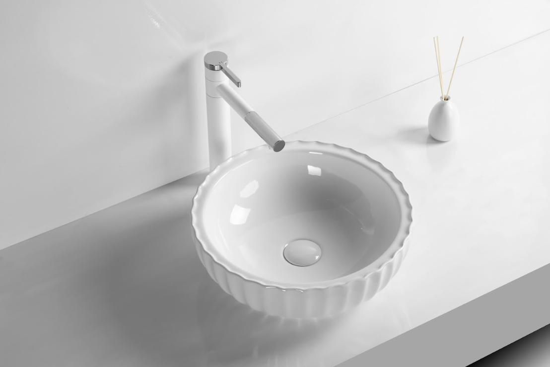 Infinity Round Gloss White Ceramic Above Counter Basin 400*400*135mm