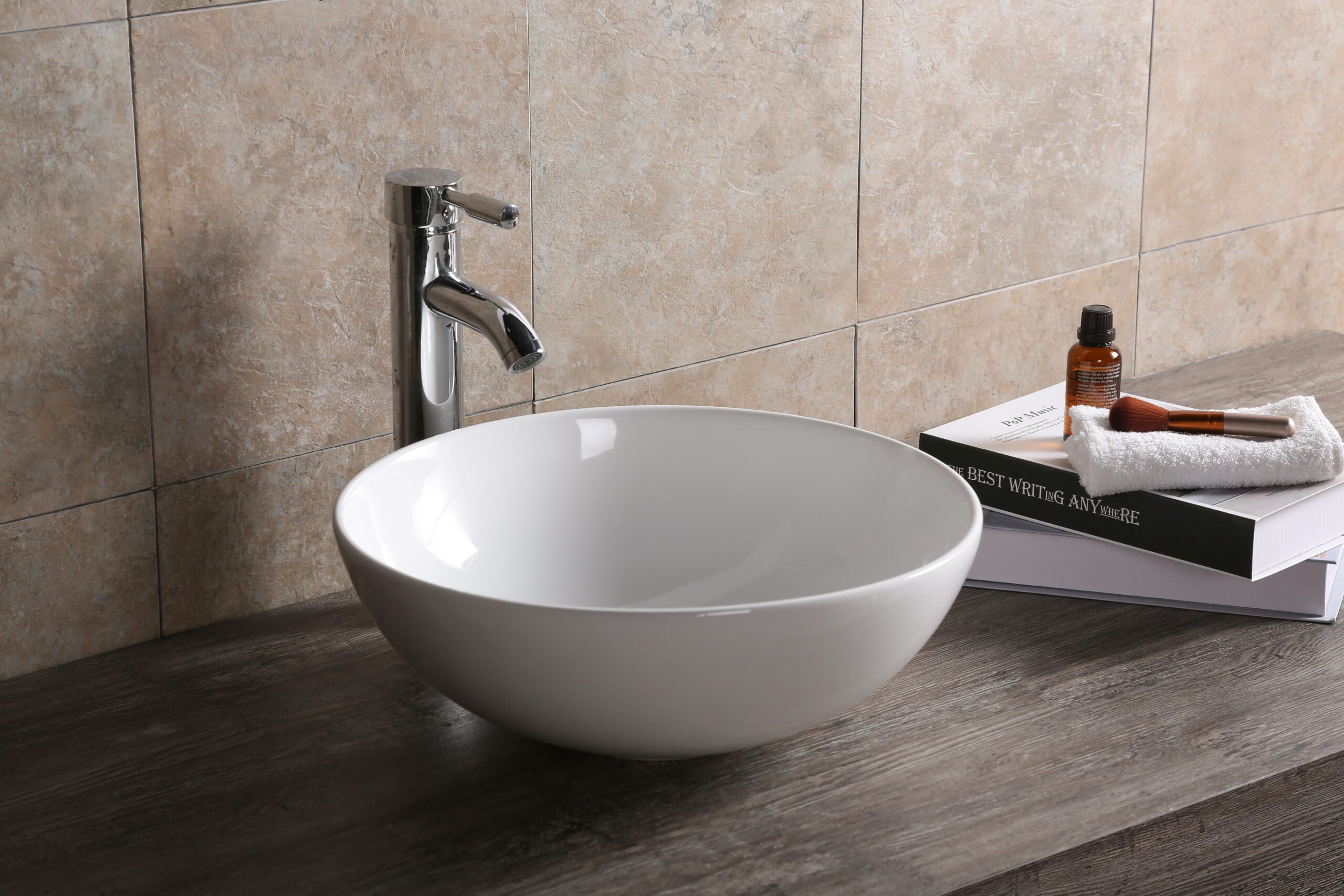 Infinity Round Gloss White/Matt White/Matt Black Ceramic Above Counter Basin 400*400*145mm