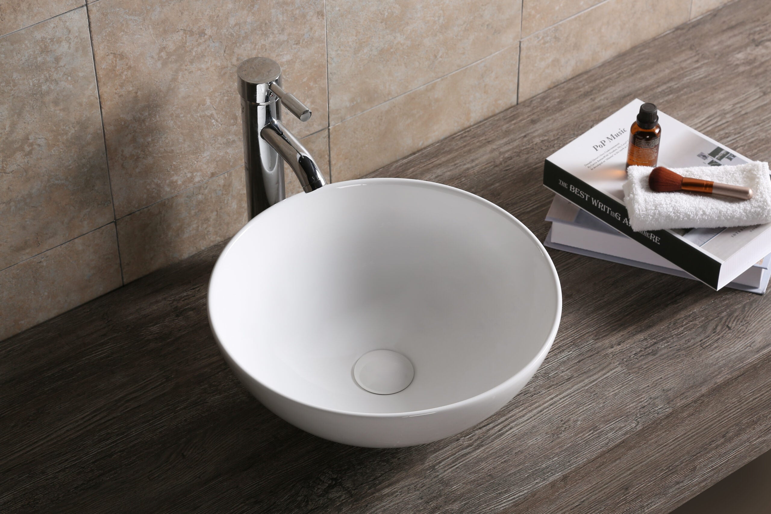 Infinity Round Gloss White/Matt White/Matt Black Ceramic Above Counter Basin 400*400*145mm