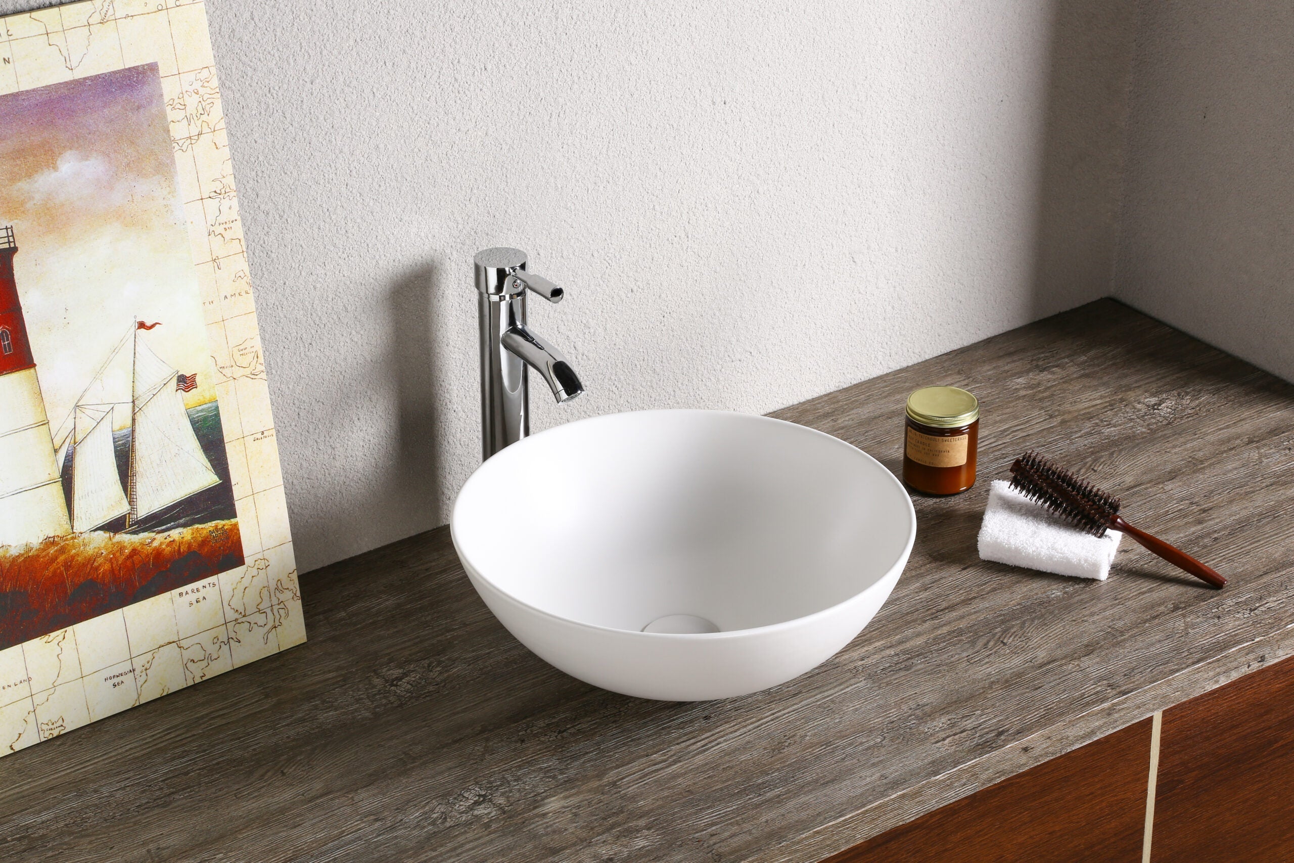 Infinity Round Gloss White/Matt White/Matt Black Ceramic Above Counter Basin 400*400*145mm