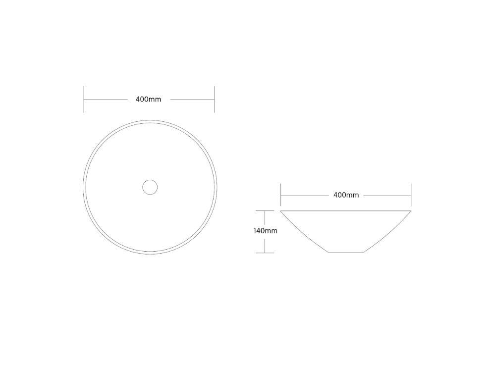 Infinity Round Gloss White/Matt White/Matt Black Ceramic Above Counter Basin 400*400*145mm
