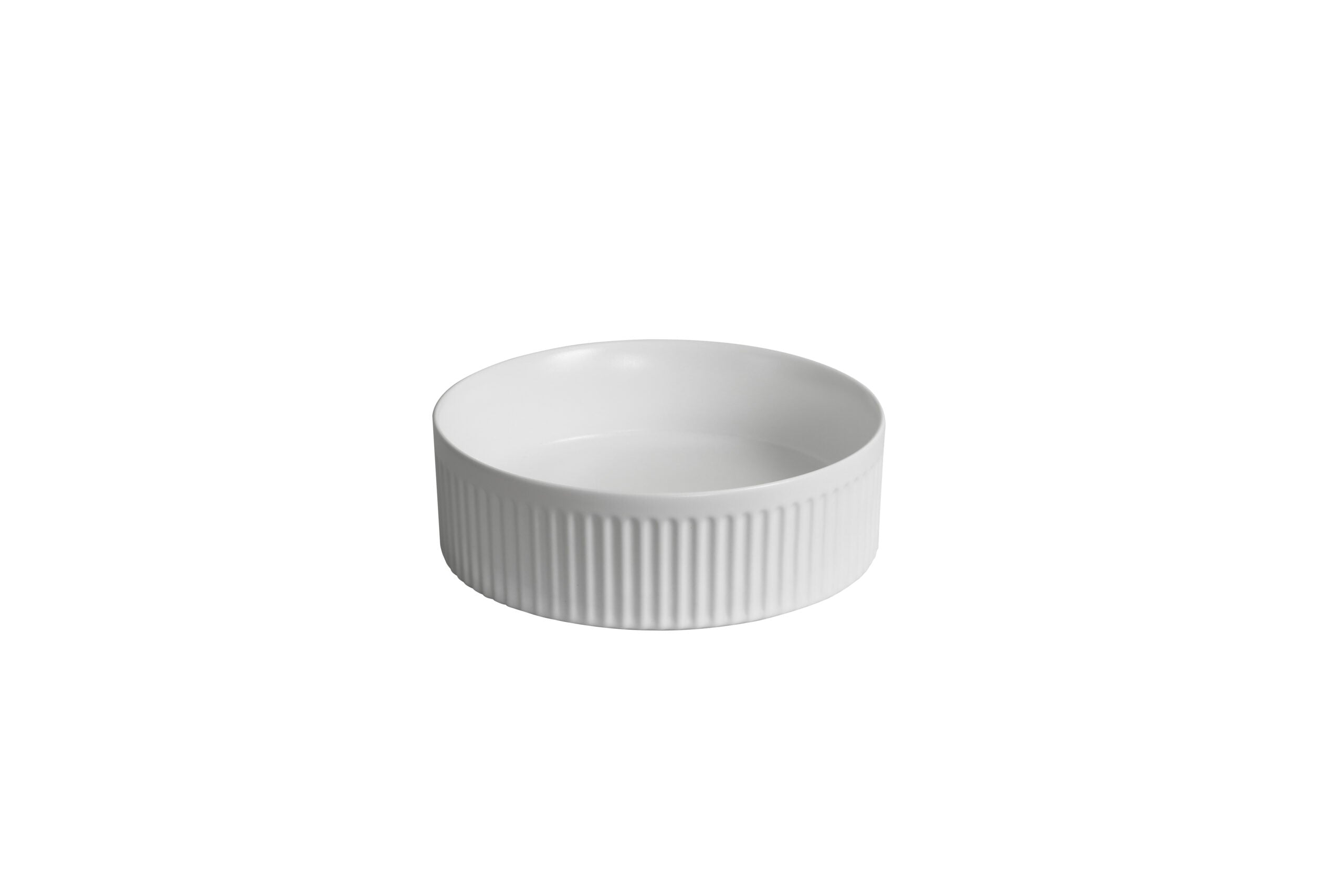 Infinity 360×360×120mm Fluted Round Ceramic Above Counter Basin – Gloss White / Matt White / Matt Black