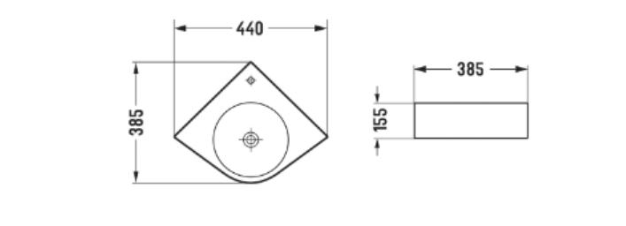 Infinity Gloss White Wall Hung Ceramic Above Counter Basin 440*385*155mm