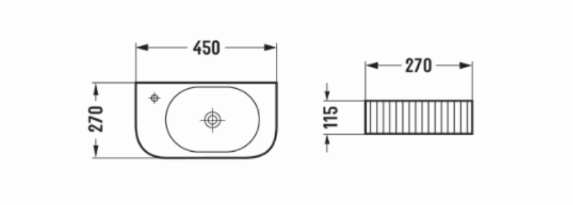 Infinity Gloss White Wall Hung Ceramic Above Counter Basin 450*270*115mm
