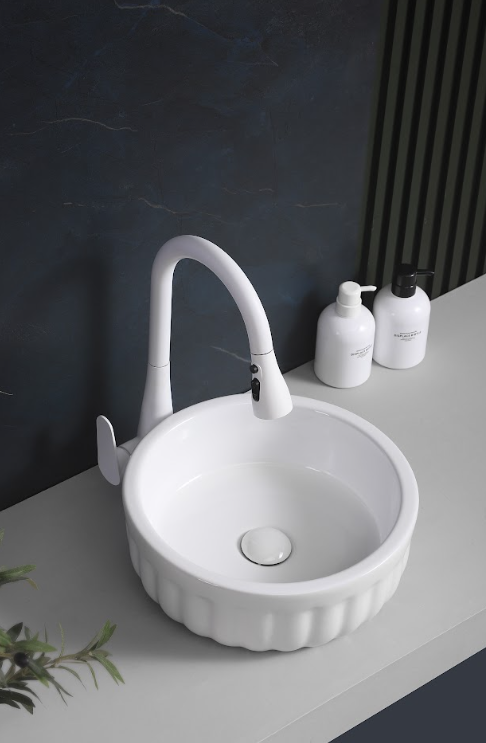 Infinity Round Gloss White Ceramic Above Counter Basin 385*385*135mm
