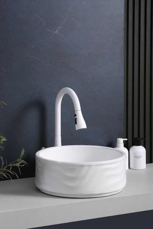 Infinity Round Gloss White Ceramic Above Counter Basin 420*420*160mm