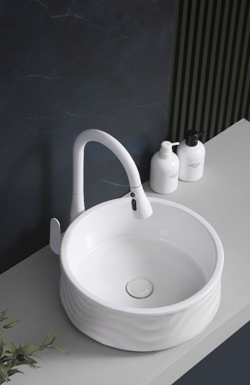 Infinity Round Gloss White Ceramic Above Counter Basin 420*420*160mm