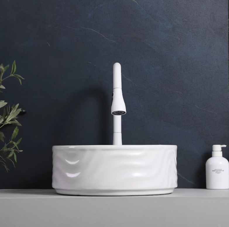 Infinity Round Gloss White Ceramic Above Counter Basin 420*420*160mm