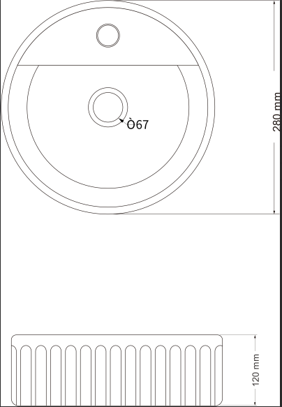 Infinity Round Gloss White Ceramic Above Counter Basin 280*280*120mm