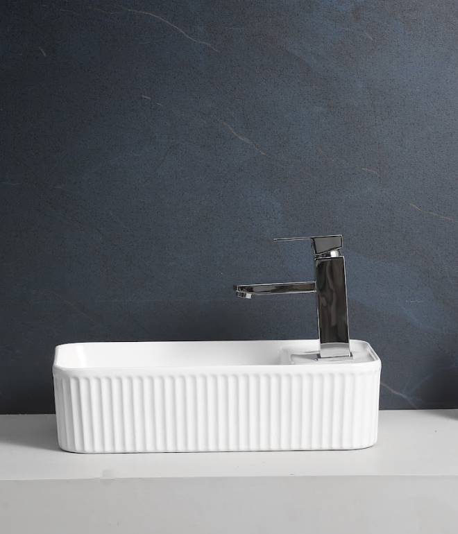 Infinity Rectangle Gloss White Ceramic Above Counter Basin 360*195*120mm