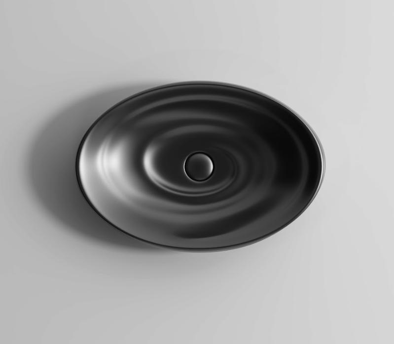 Infinity Oval Gloss White/Matt White/Matt Black Ceramic Above Counter Basin 600*380*130mm
