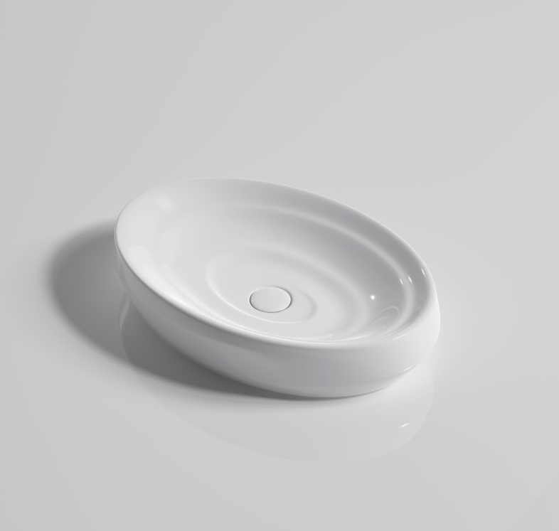 Infinity Oval Gloss White/Matt White/Matt Black Ceramic Above Counter Basin 600*380*130mm