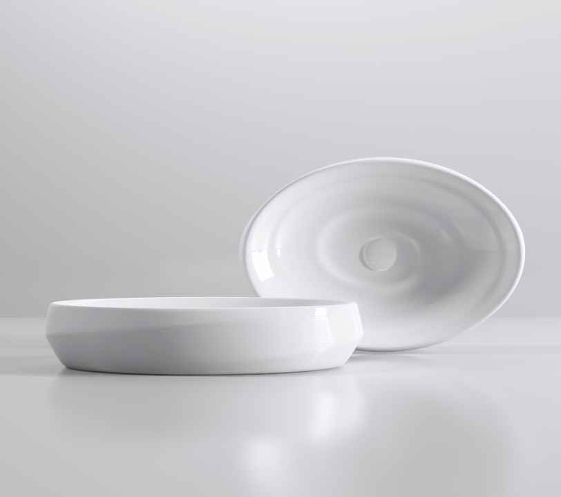 Infinity Oval Gloss White/Matt White/Matt Black Ceramic Above Counter Basin 600*380*130mm