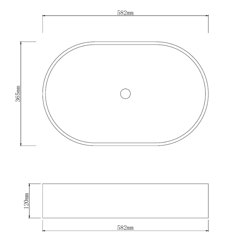 Infinity Matte Grey Concrete Oval Above Counter Basin 582*365*120mm