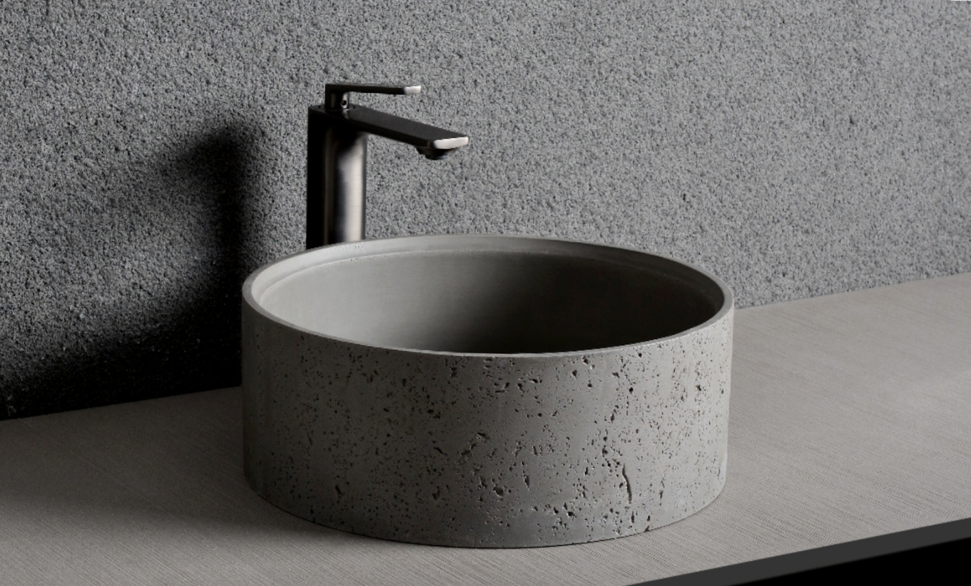 Infinity Matte Grey Concrete Round Above Counter Basin 390*390*150mm