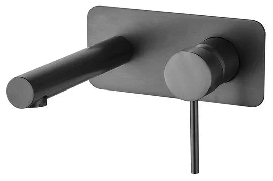 Modern matte black wall-mounted bathroom basin mixer tap by Secasa Home