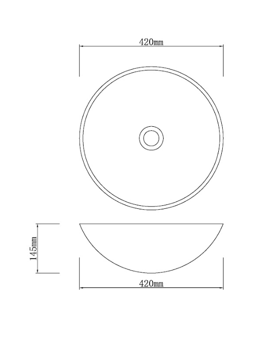 Infinity Black and Blue Tempered Glass Round Above Counter Art Basin 420*420*145mm