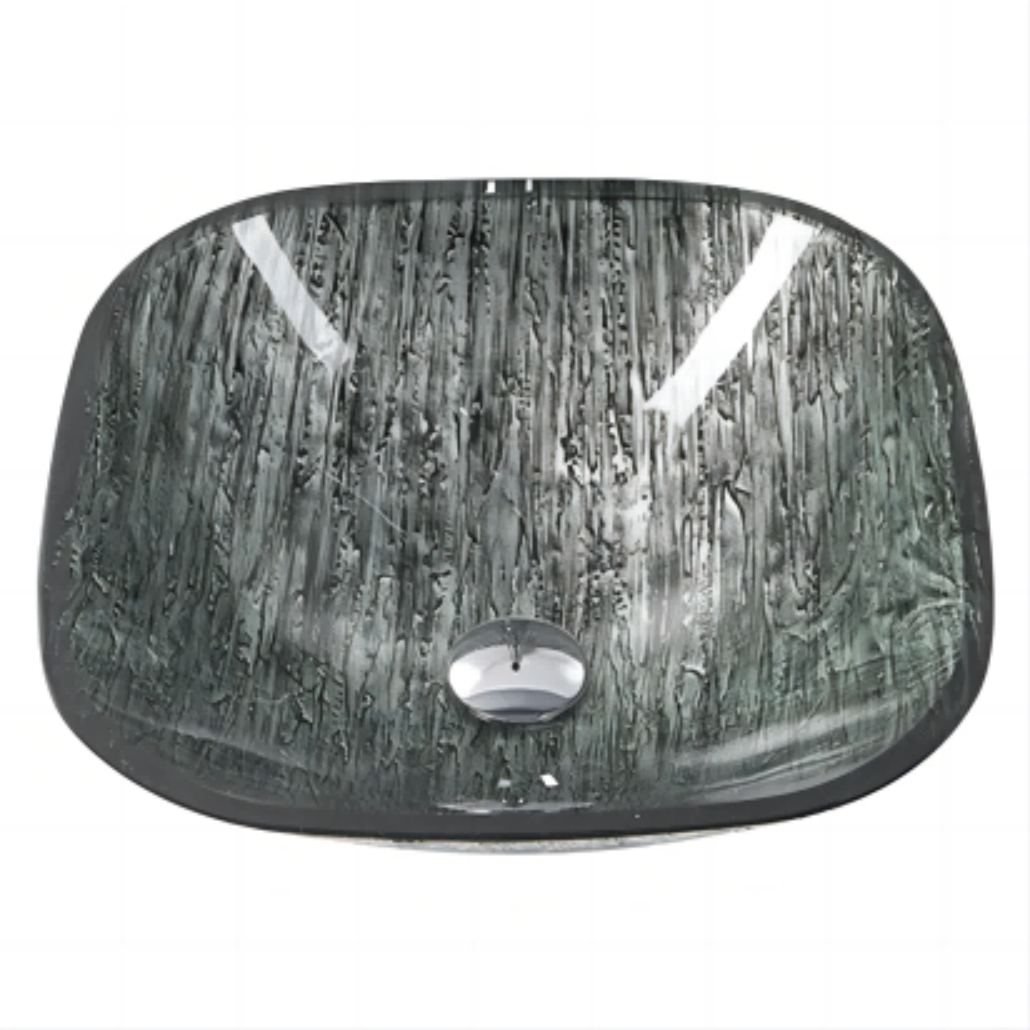 Infinity Black Tempered Glass Square Above Counter Art Basin 420*420*145mm