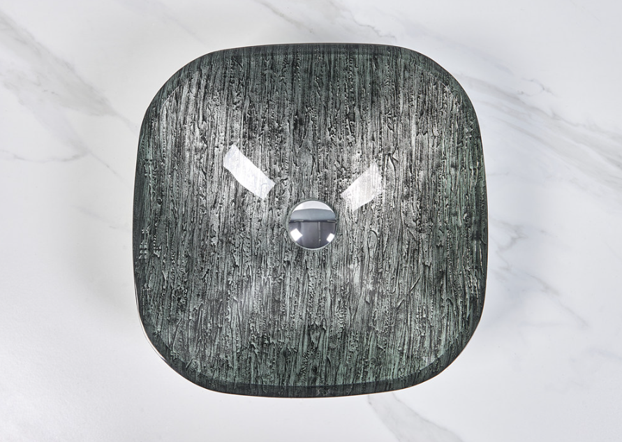 Infinity Black Tempered Glass Square Above Counter Art Basin 420*420*145mm