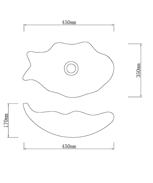 Infinity Brown Tempered Glass Fish Specical Shape Above Counter Art Basin 450*350*170mm
