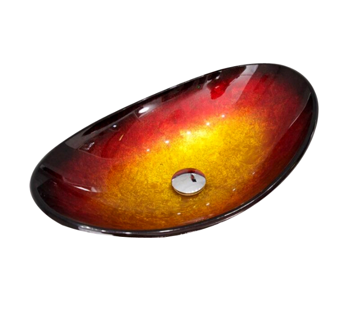 Infinity Tempered Glass Leaf Specical Shape Above Counter Art Basin 545*370*155mm