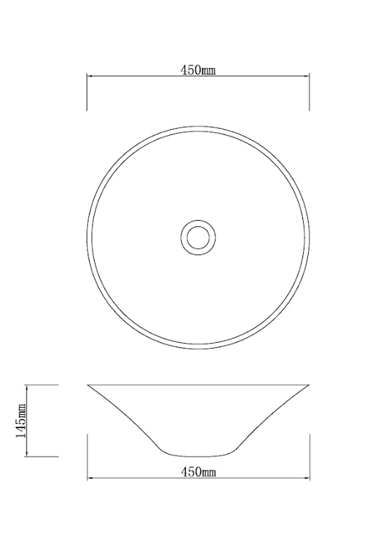Infinity Tempered Glass Round Above Counter Art Basin 450*450*145mm
