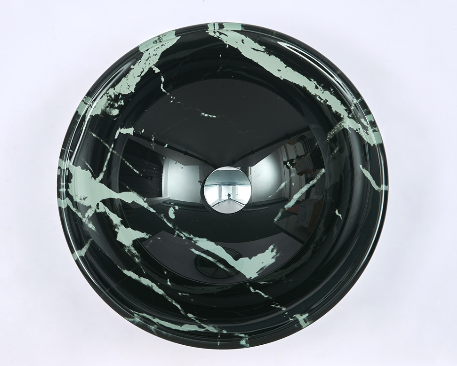 Infinity 420*420*145mm Tempered Glass Round Above Counter Art Basin