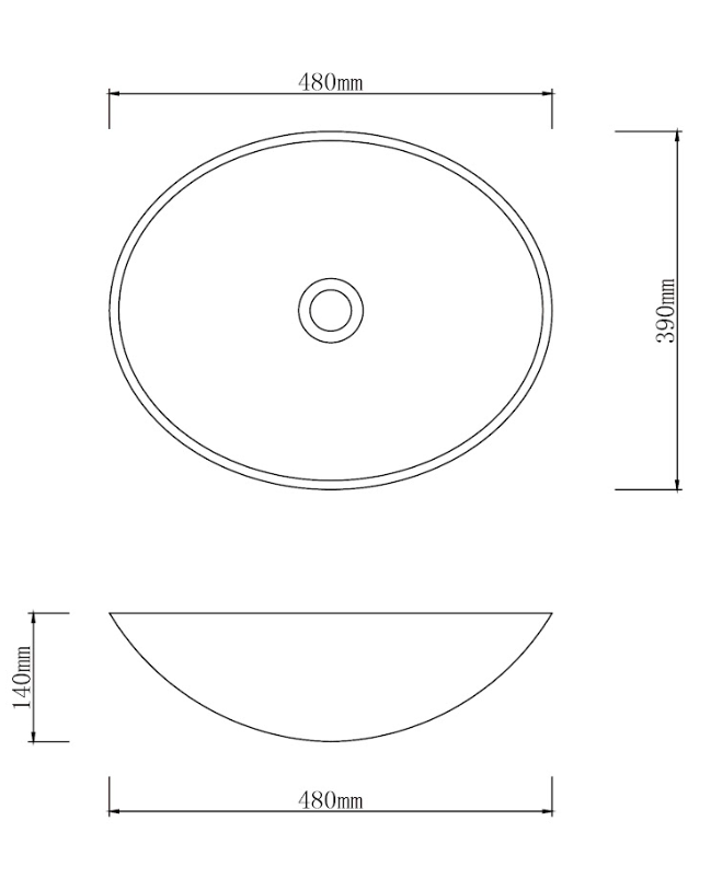Infinity Green Double Layer Tempered Glass Oval Above Counter Art Basin 480*390*140mm