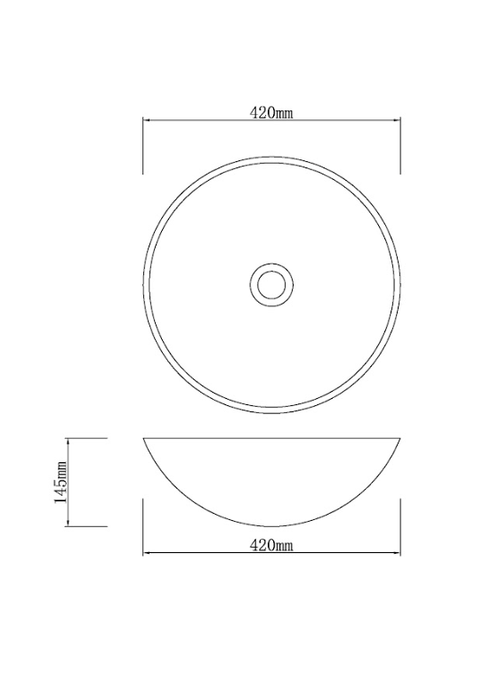 Infinity Double Layer Tempered Glass Round Above Counter Art Basin 420*420*145mm
