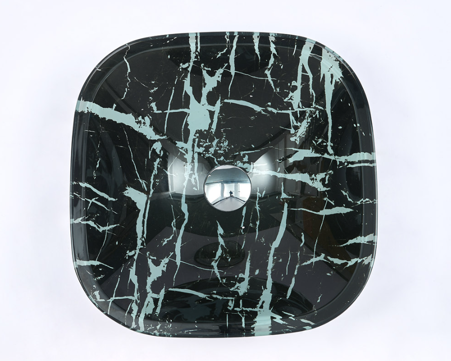 Infinity Double Layer Tempered Glass Square Above Counter Art Basin 400*400*140mm