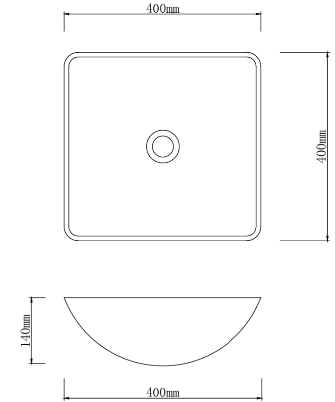 Infinity Double Layer Tempered Glass Square Above Counter Art Basin 400*400*140mm