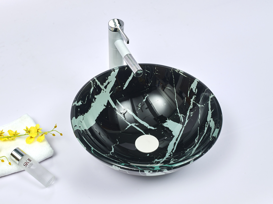 Infinity Double Layer Tempered Glass Round Above Counter Art Basin 420*420*145mm