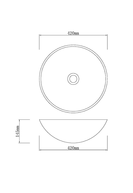 Infinity Double Layer Tempered Glass Round Above Counter Art Basin 420*420*145mm