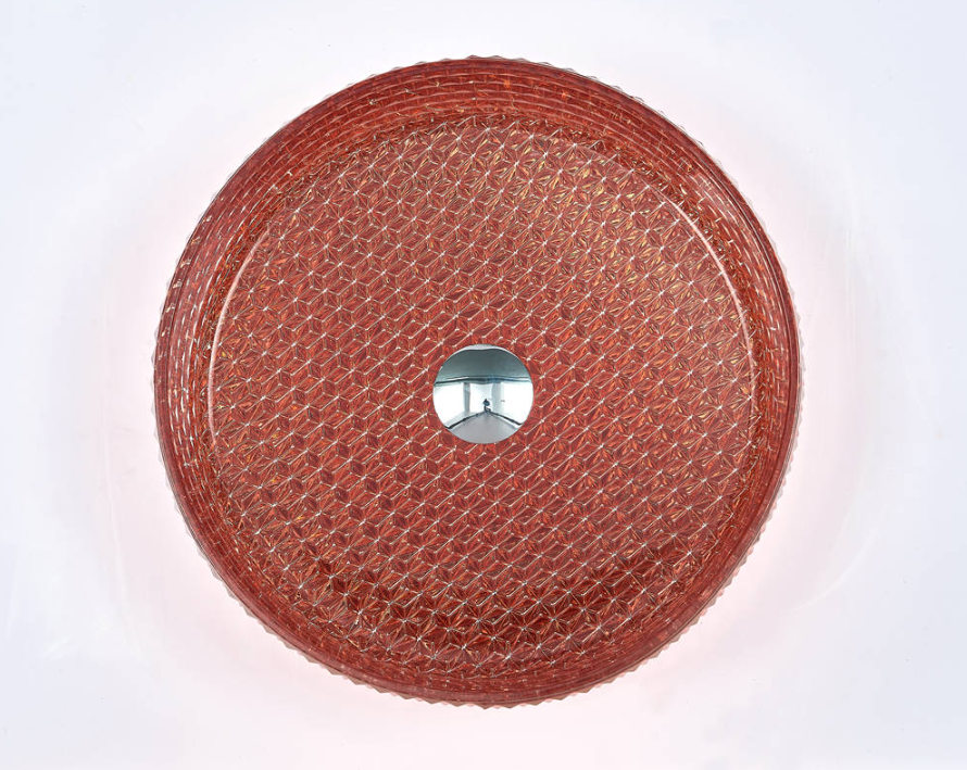 Infinity Champagne Rose Tempered Glass Round Above Counter Art Basin 395*395*125mm