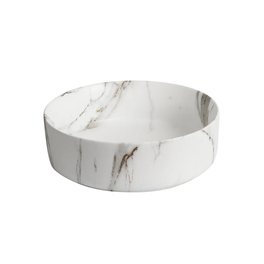 Infinity Round Matte Carrara Ceramic Marble Art Basin 360*360*120mm