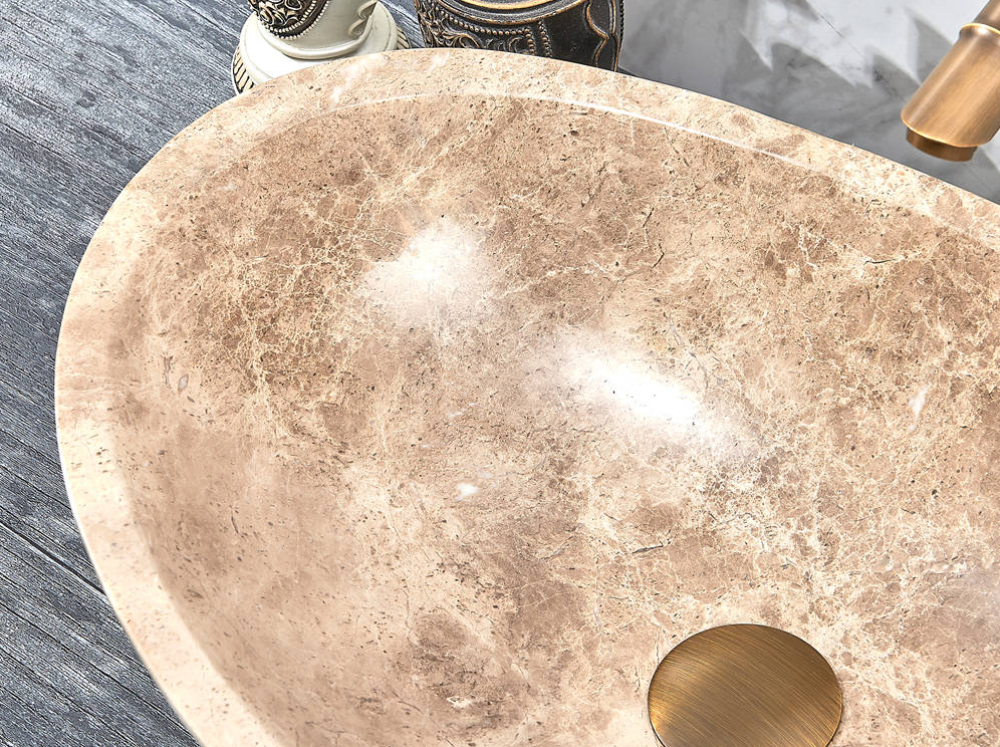Infinity Nature Marble Sandy Stone Oval Above Counter Art Basin 500*350*150mm