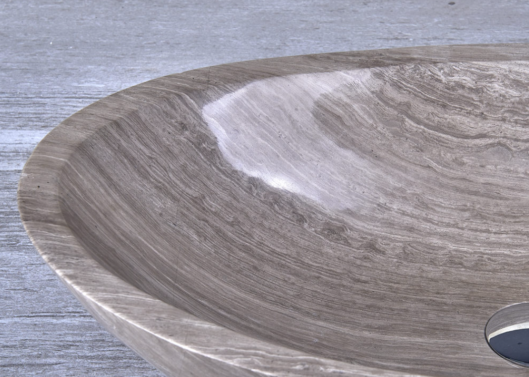 Infinity Nature Grey Marble Stone Oval Above Counter Art Basin 500*350*150mm