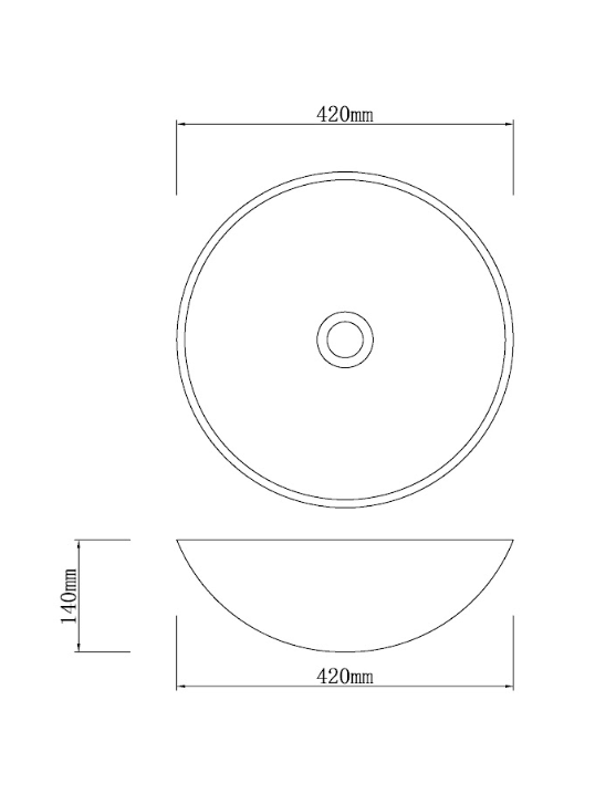 Infinity Natural Black Marble Stone Round Above Counter Art Basin 420*420*140mm