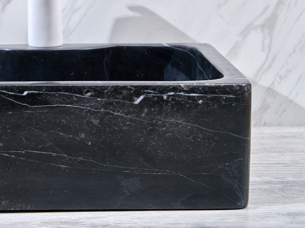 Infinity Natural Black Marble Stone Rectangle Above Counter Art Basin 500*380*150mm