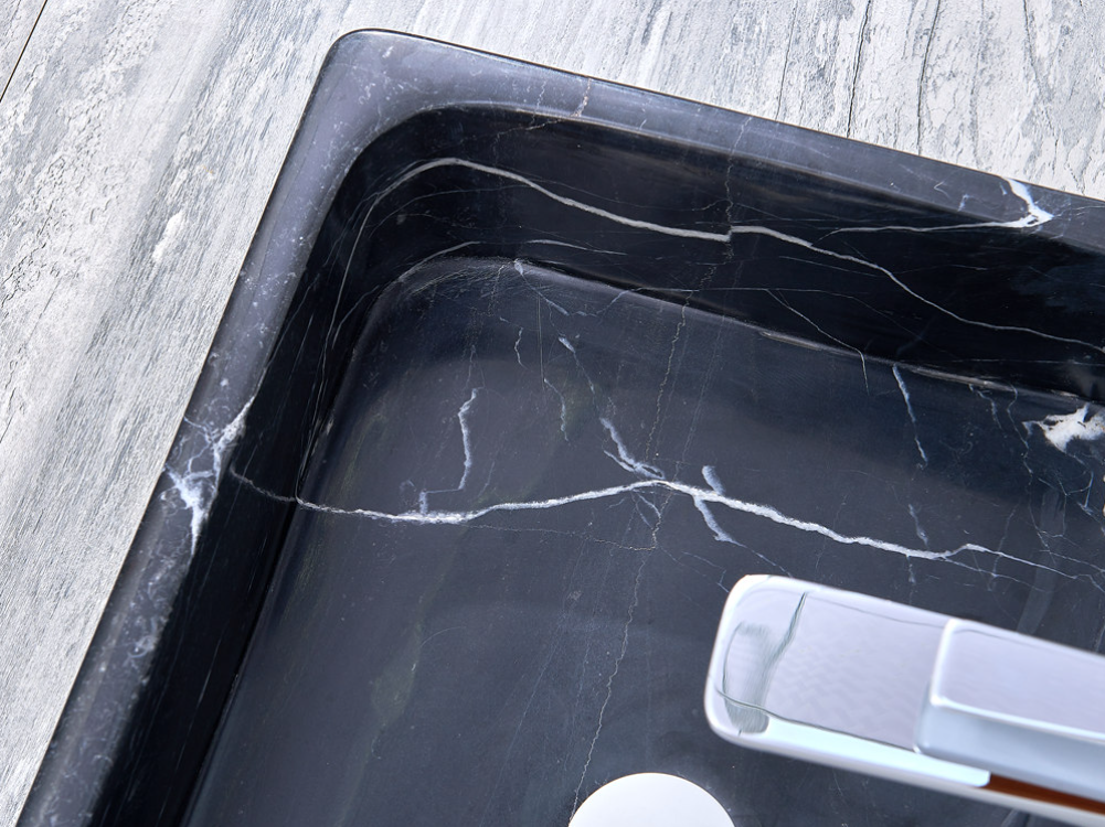 Infinity Natural Black Marble Stone Rectangle Above Counter Art Basin 500*380*150mm