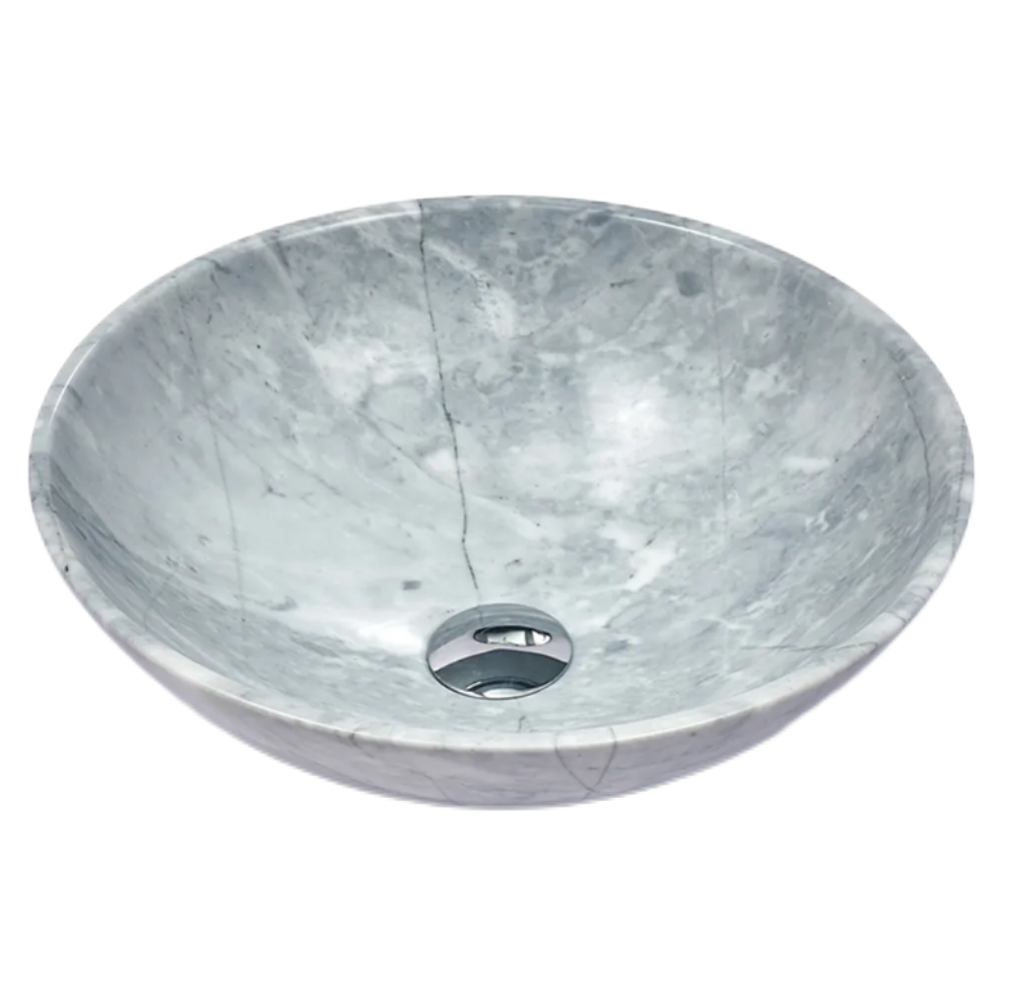 Infinity Grey Marble Nature Stone Round Above Counter Art Basin 420*420*140mm