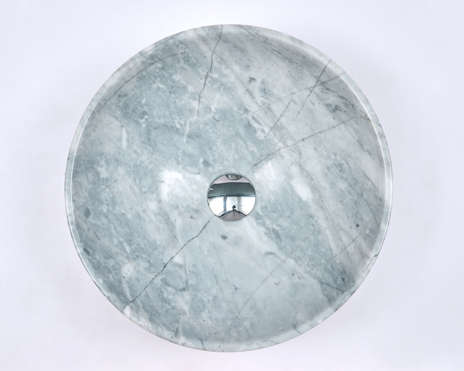 Infinity Grey Marble Nature Stone Round Above Counter Art Basin 420*420*140mm